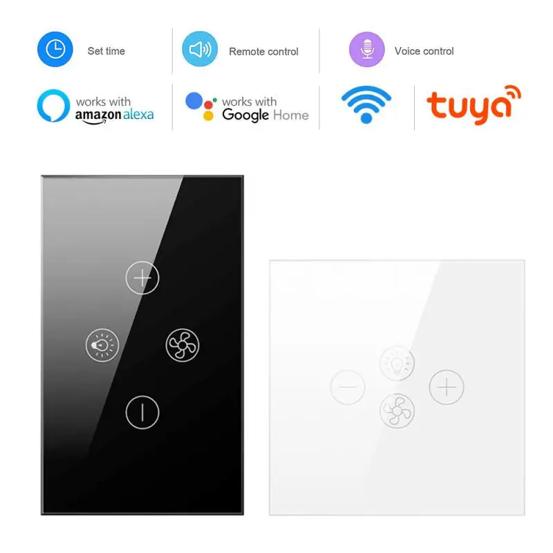 

Tuya Smart WiFi Ceiling Fan Lamp Switch Wall Switch EU/US Switch APP Remote Control Timing Switch Work With Alexa Google Home