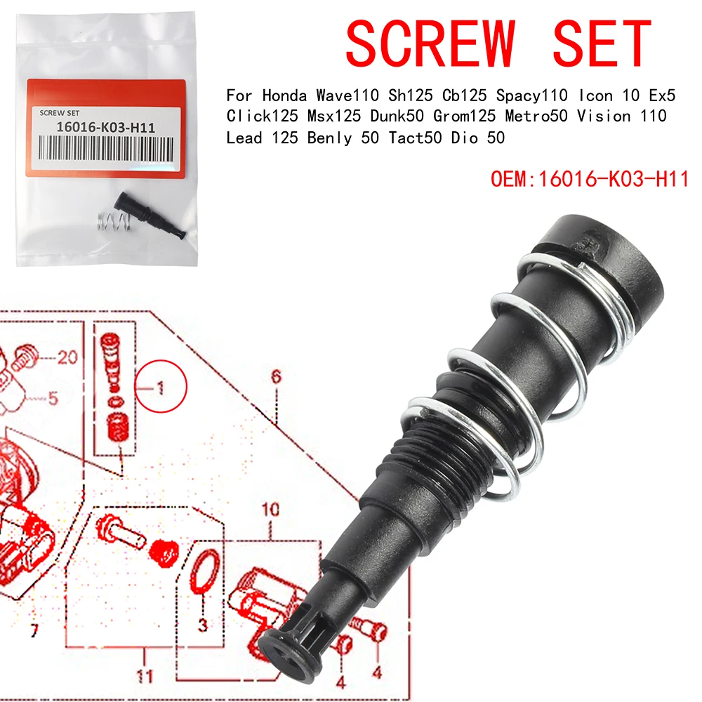 

Throttle Body Idle Adjustment Screw For Honda Wave110 Sh125 Cb125 Spacy 110 Icon110 Click 125 Vision 110 Lead125 Benly 50 Dio 50