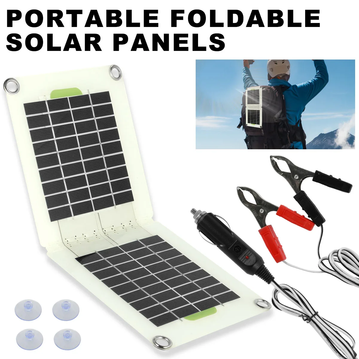 

Solar Panel Kit 12V IP65 Waterproof Solar Charger Portable Solar Powered Charger Kit with 4 Suction Cups Foldable High