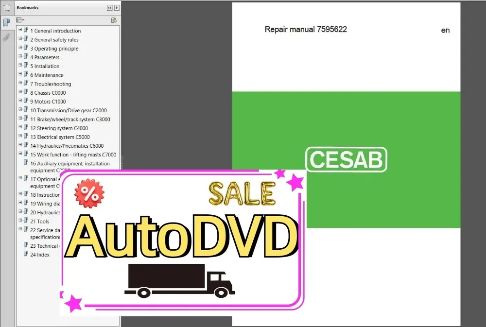 Фото Каталог запасных частей для вилочного погрузчика AutoDVD Cesab и руководство по обслуживанию, полный DVD 28 ГБ №5