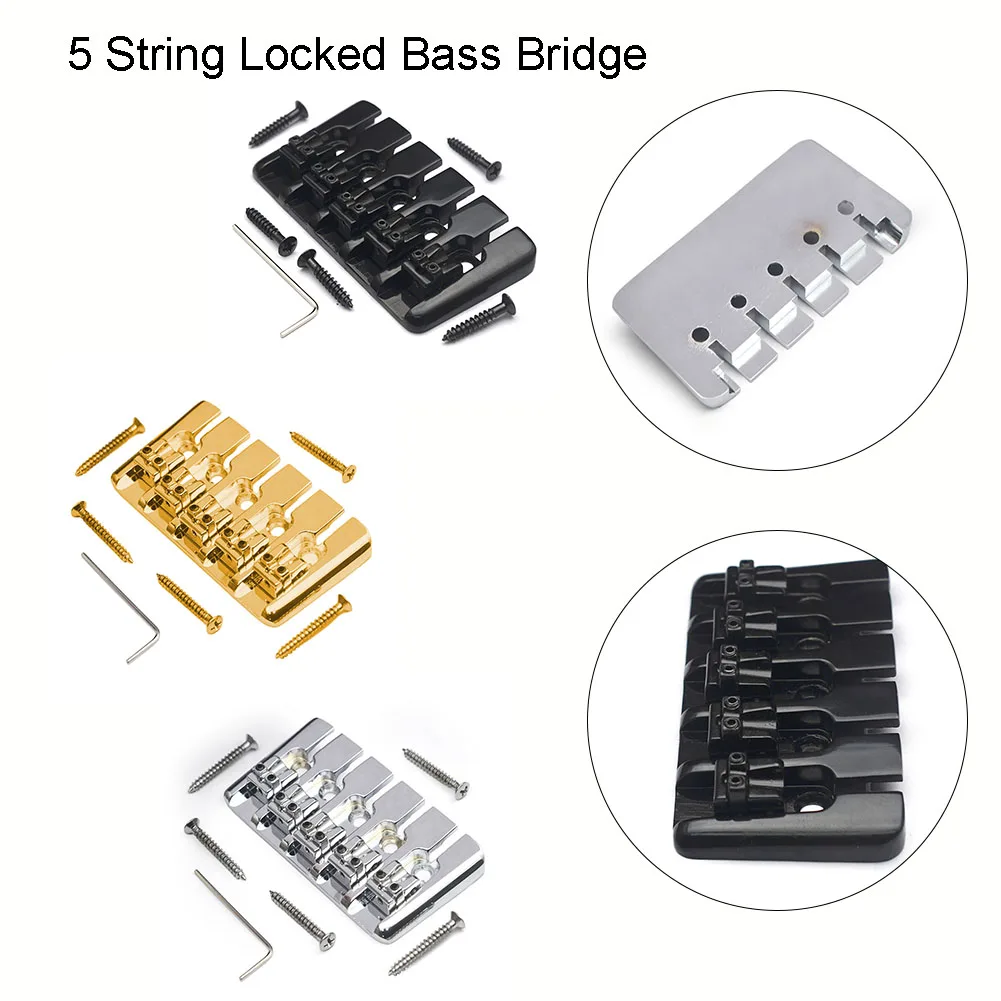 

Винтажный 5-струнный заблокированный бас, седло для электрического баса с винтовой частью, фиксированный бас-мост, Золотой/Серебряный/черный