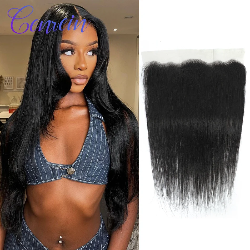 

Genrein Vietnamese Hair Body Wave Transparent HD Swiss Lace Straight 13X4 Lace Frontal Human Hair Wig Natural Black 8" 22" inch