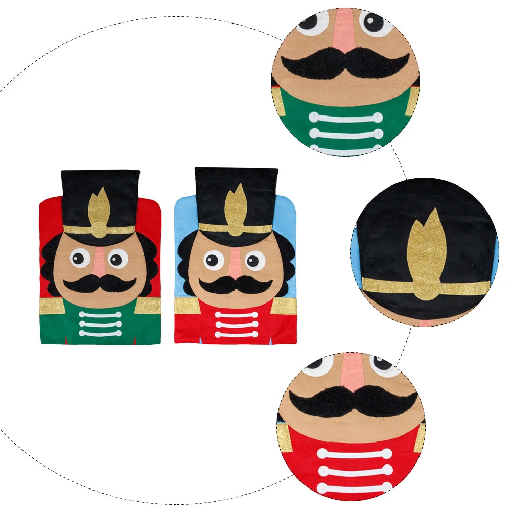 

2 Pcs Juguetes Para Christmas Chair Cover Nutcracker Decor Accessory Seat Exquisite Decorative