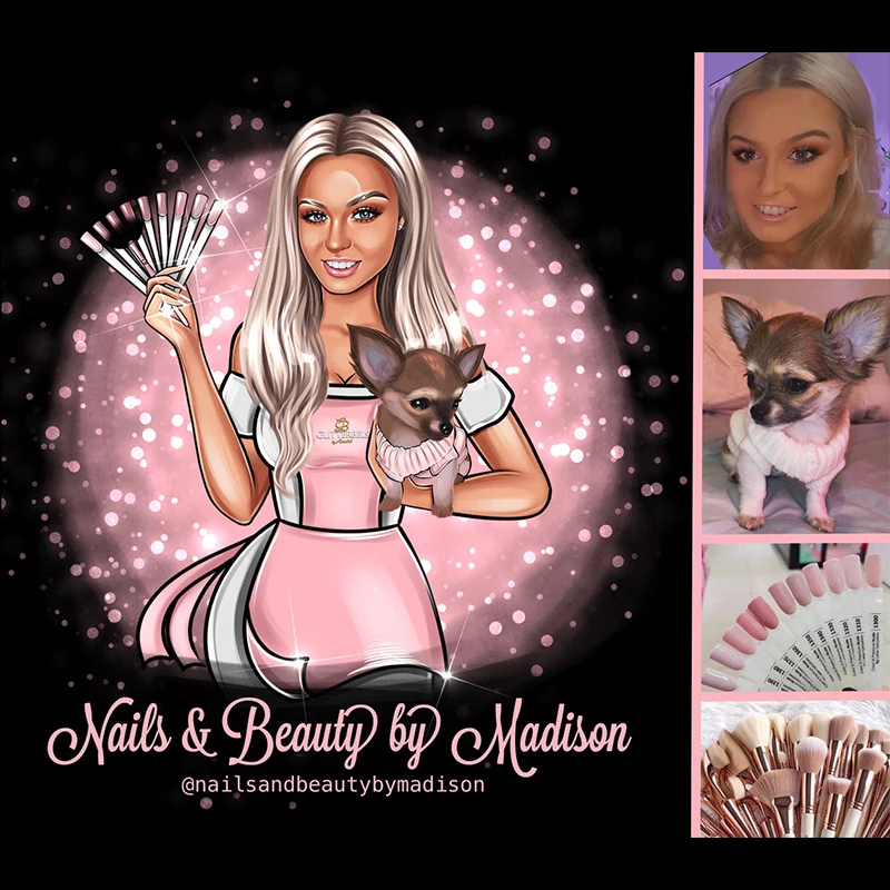 Tanie Dopasowywane Rzęsy Naklejki Zdjęcie Portret Logo Kreskówkowe Design Fałszywe Paznokcie Jasne Etykiety Pędzle Do Makijażu Pet Autoportret Twoje Logo