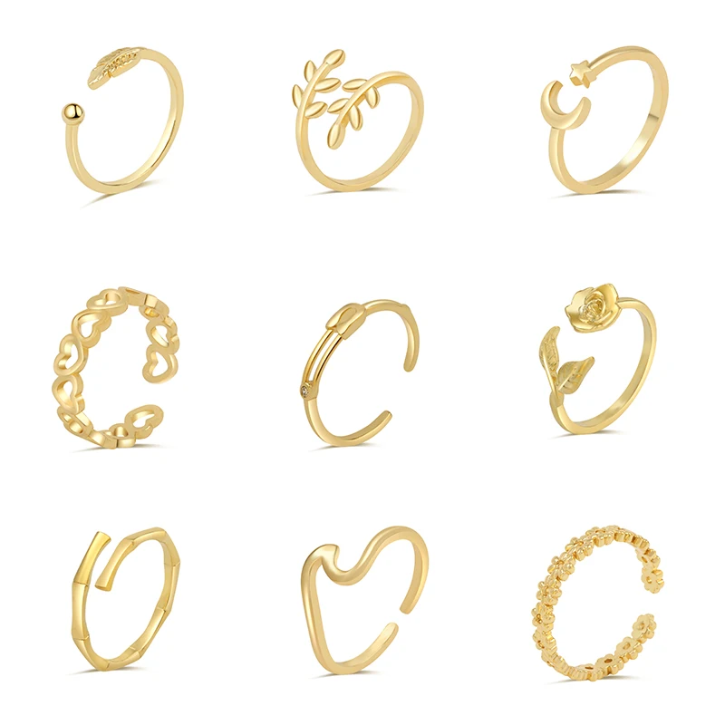 Adjustable Knuckle Rings for Women 18k Gold Plated Stackable Rings Cute Open Ring Arrow Midi Finger Thumb Rings for Teen Girls