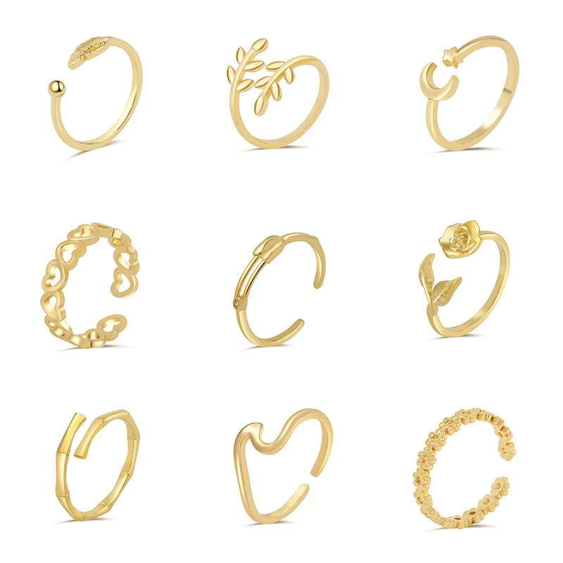 

Adjustable Knuckle Rings for Women 18k Gold Plated Stackable Rings Cute Open Ring Arrow Midi Finger Thumb Rings for Teen Girls