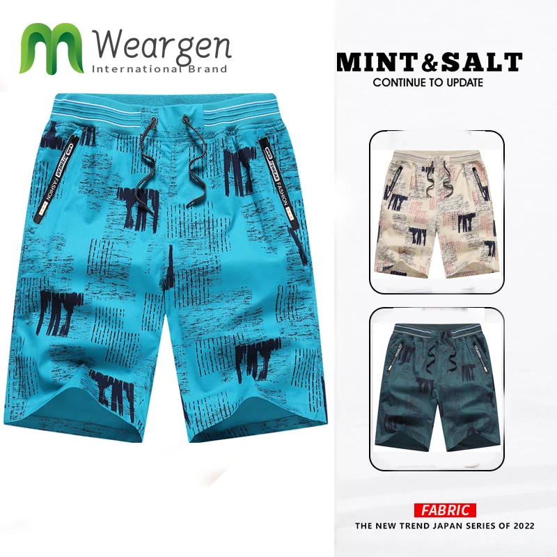 

Shorts Men Fitness Sport brand Elastic Waist Drawstring Cotton Shorts Summer Calf-length Design printing Male 888