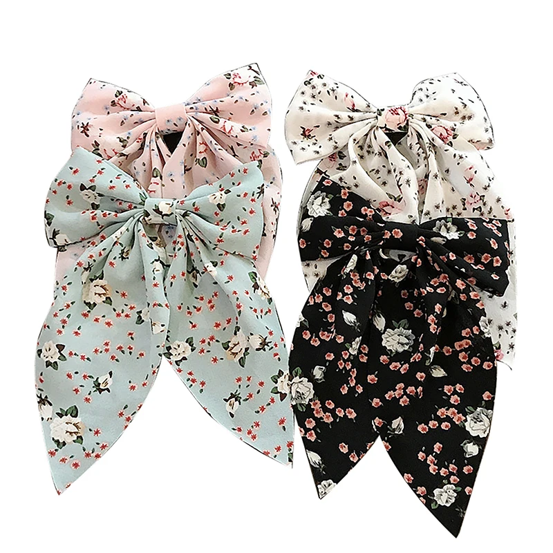 Заколка-бант для волос в Корейском стиле Модный зажим с большим бантом и лентой