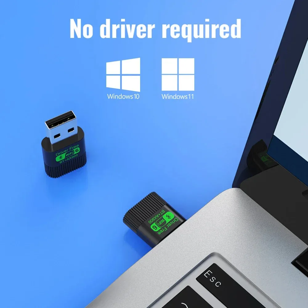 KEBIDUMEI 2-в-1 сетевая карта без драйверов, WiFi6, Bluetooth 5.4, 900 Мбитс, двухдиапазонный беспроводной адаптер 2.4G+5GHz для Win1011 (art.: 3920db2d2d4cd) - 3920db2d2d4cd