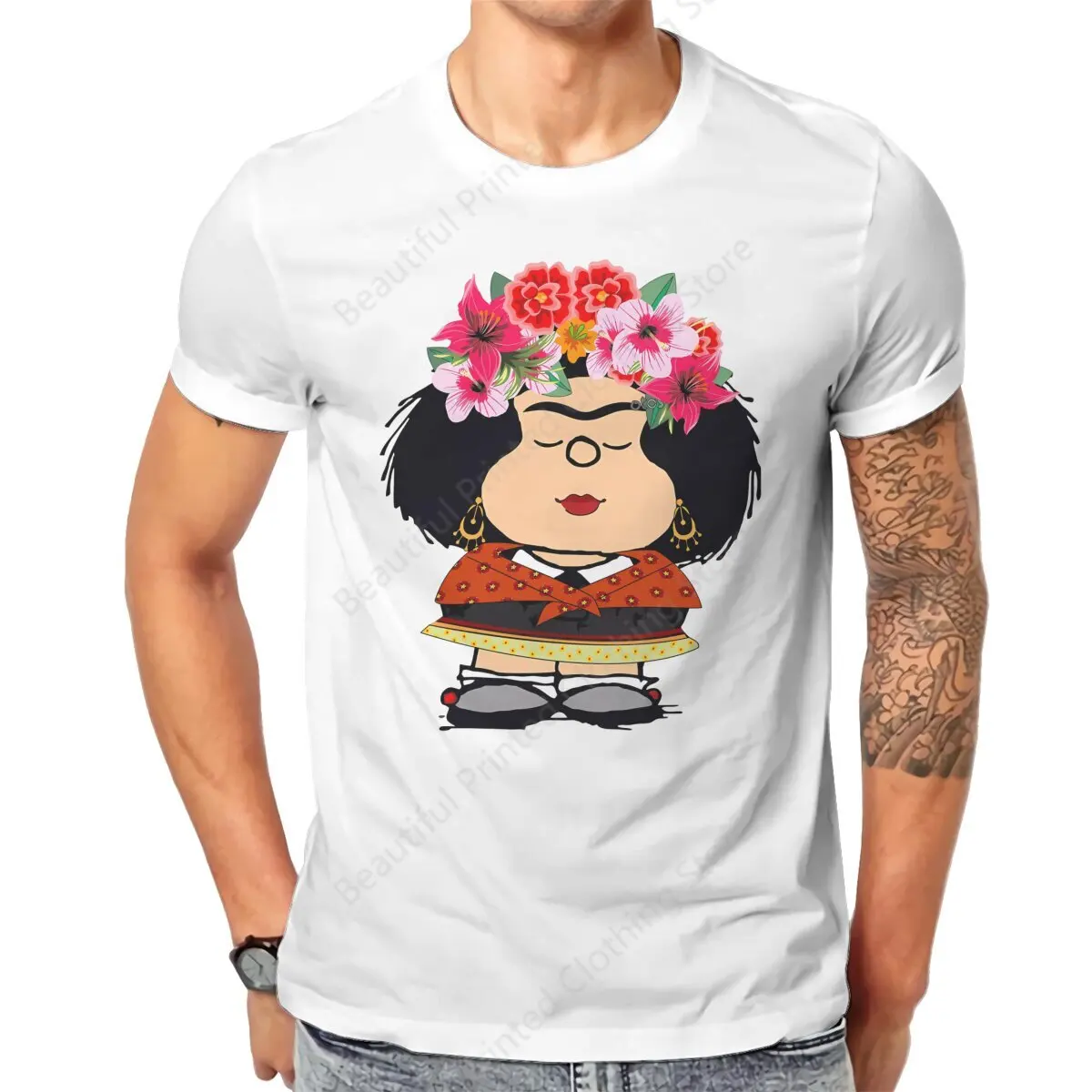 Футболка из 100% хлопка Mafalda Kahlo Fanart с принтом модные мужские и женские футболки
