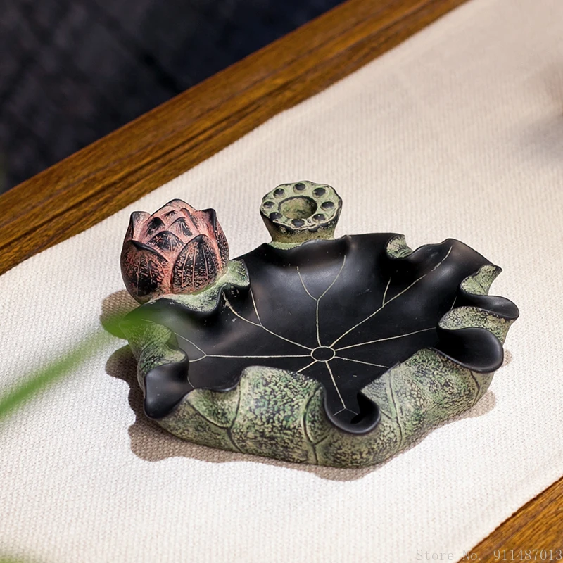 

Chinese retro ashtray home living room bedroom office decoration creative fashion Chinese style portable antique lotus ashtray