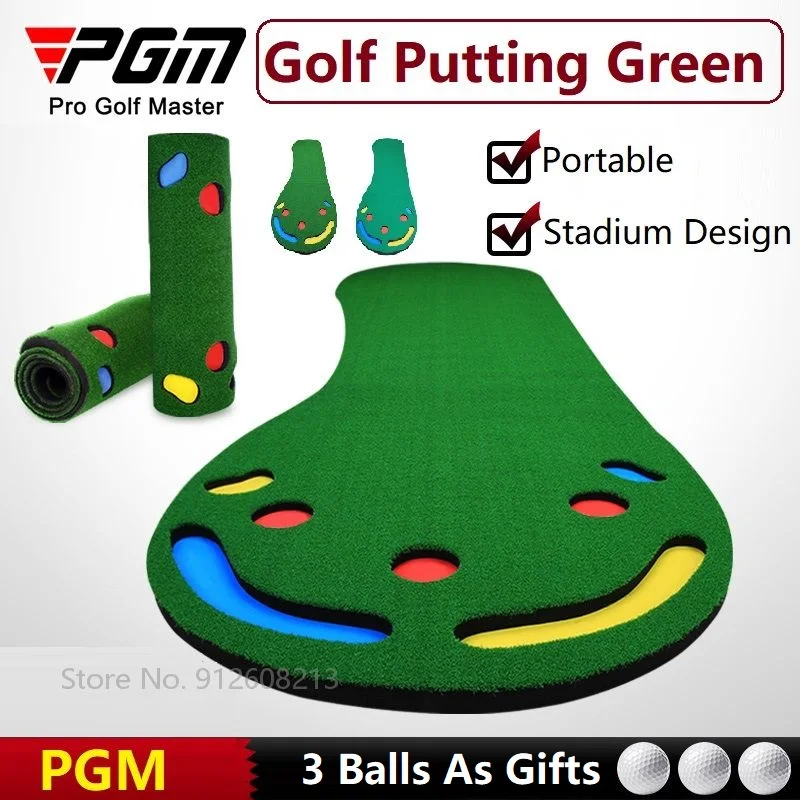 PGM Indoor Golf Carpet Portable Golf Putting Green Practice Putter Trainer Hitting Mat Mini Putting Ball Pad Training Aids