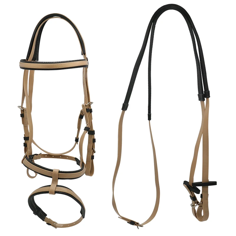 

Hot Selling Horse Saddle PVC Dressage Horse Bridle With 2 Nose Band For Equestrian Supplies