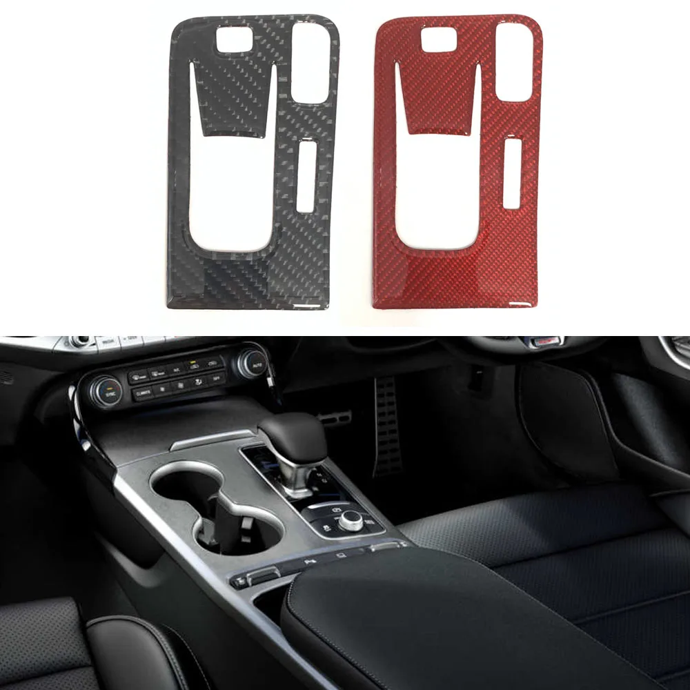 

Right Hand Drive Real Carbon Fiber Center Console Gear Shift Panel Sticker For Kia Stinger 2018-2022 Gearshift Trim Cover