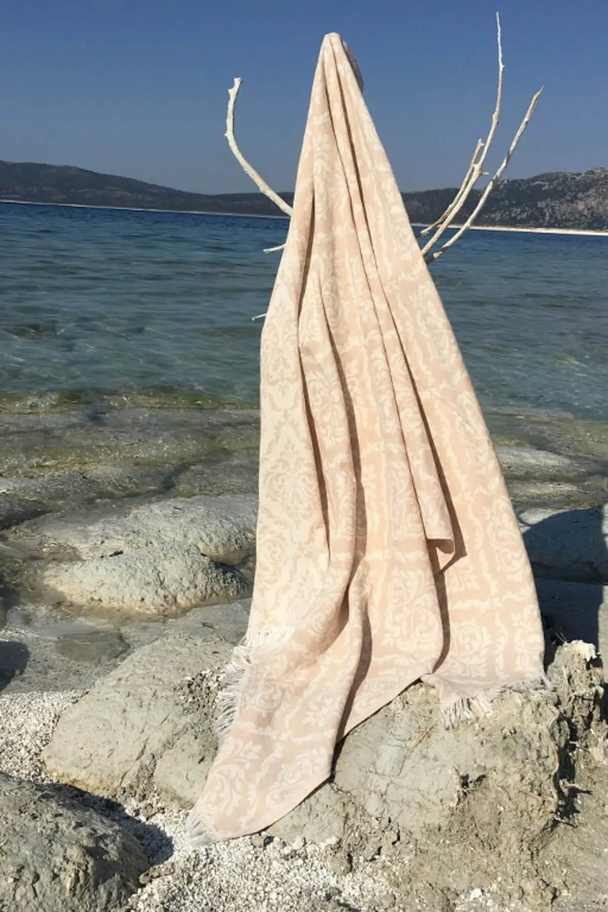 

Beach Towel Beige Baroque Loincloth Soft Textured Water Absorbing Quick Dry