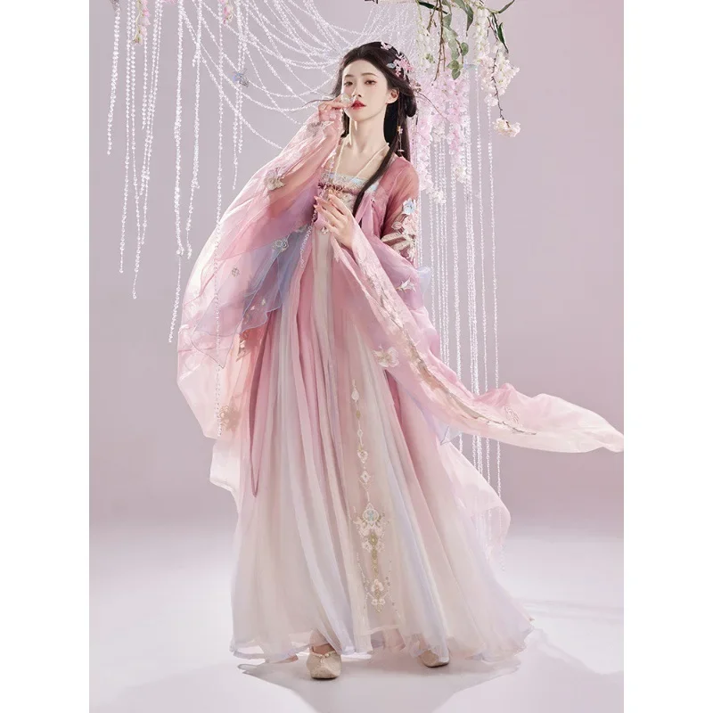 JY18 Original Hanfu Female Embroidery Chebule Skirt Modified Han Elements Chest-length Tang Spring Suit