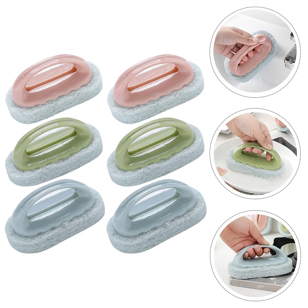 

Brush Sponge Cleaning Kitchen Handle Pot Scrub Cleaner Bath Scrubber Brushes Clean Pad Sponges Sink Bathroom Dishwashing Dish