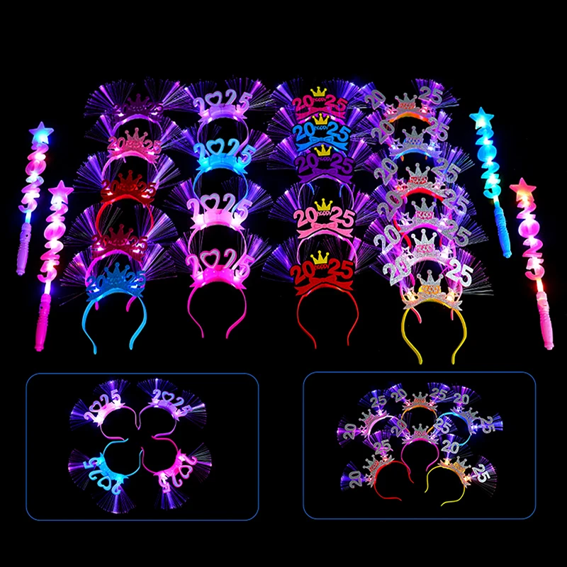 Светодиодный светящийся ободок на голову с новым годом 2025 креативные светящиеся