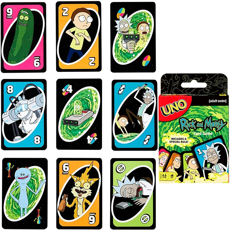 

Genuine UNO Anime Rick and Morty Around Board Game Cards Peripherals Family Entertainment Fun Poker Party Children Toy Gift