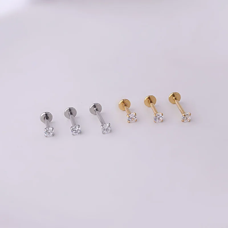 

1Pc Round Zircon Lip Piercing Jewelry for Women Stainless Steel Stud Earrings Labret for Girls Body Jewelry 1.2*6/8/10mm