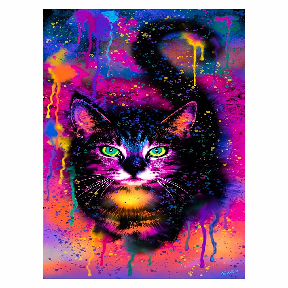 

KamyYi 5d Diamond Painting Colorful Cat Mosaic Handmade Full Square/Round Diamond Embroidery Home Decoration Gift