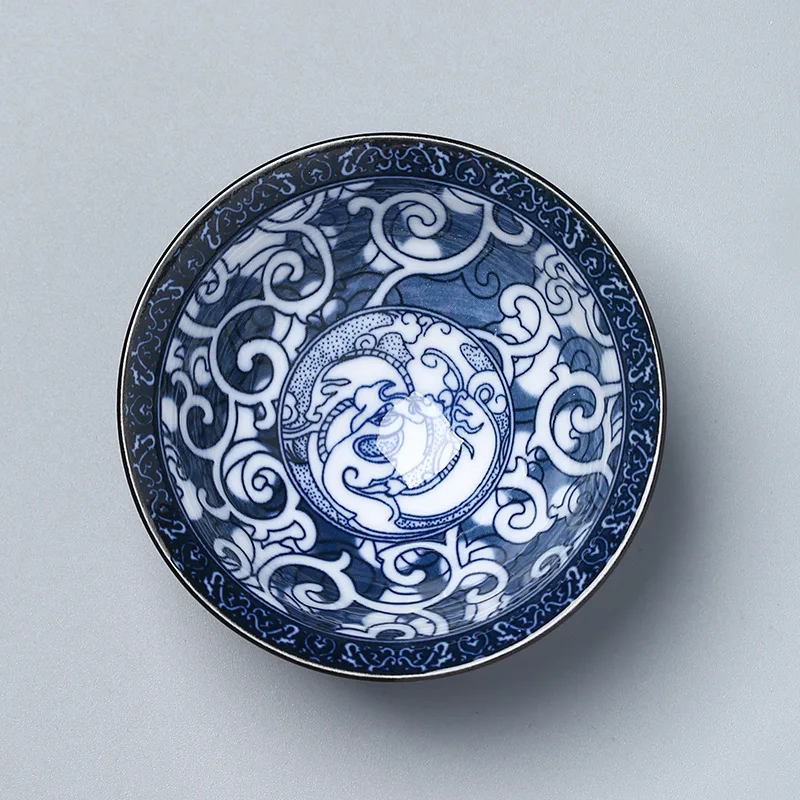 

Сине-белая фарфоровая чайная чашка, китайская чайная чаша кунг-фу для Пуэра, керамическая глазурованная чашка, кухонный чайный набор, аксессуары