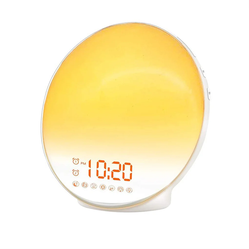 

USB-Powered LED Wake-up Light Alarm Clock Color-Changing Nightlight Sunrise Simulation Sleep Lamp Bedroom Supplies