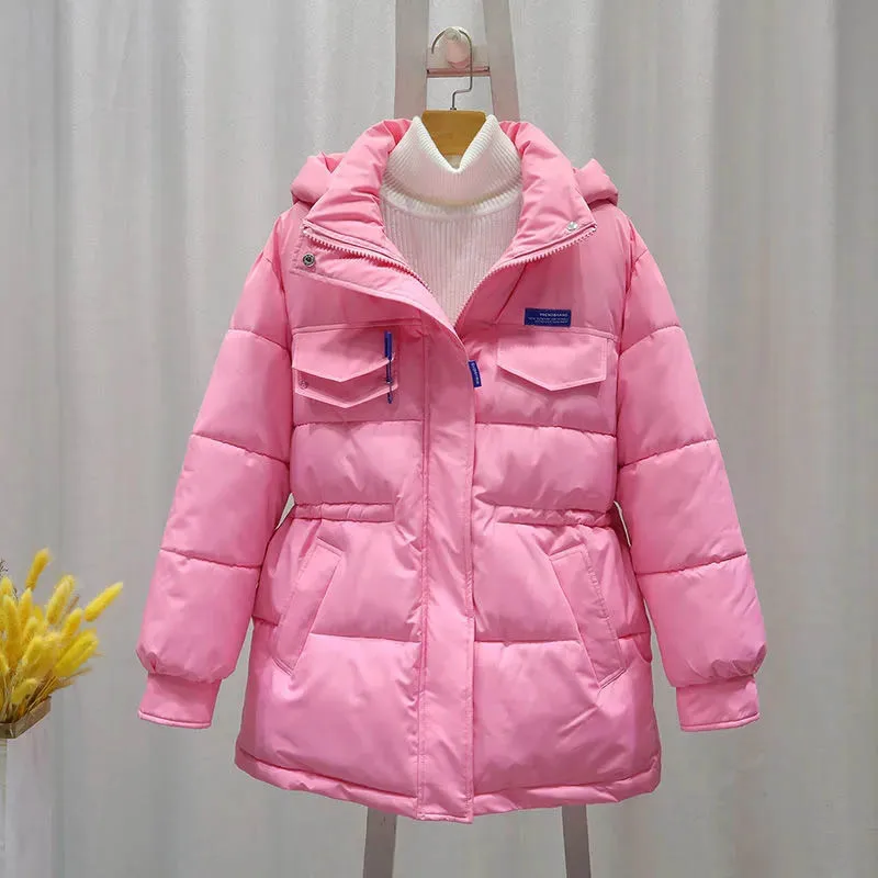 Autumn And Winter New Women's Down Jacket South Korea Fashion Loose Lengthened Cotton Padded Clothes Sweet Fresh Thickened Bread