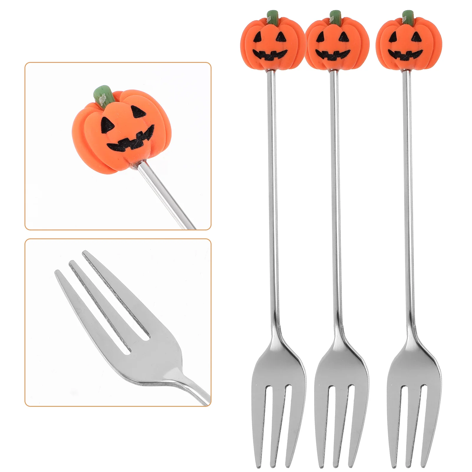 

6 Pcs Dinnerware Stainless Steel Cake Fork Pumpkin Forks Special Halloween Household Dessert