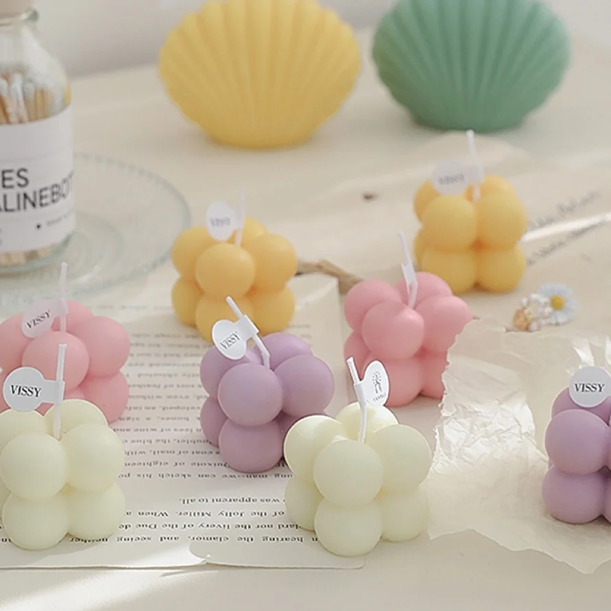 

Small Bubble Candles Candy Color Home Hand Made DIY Scented Candles Decor Fragrance Candle Birthday Wedding Party Accessory Prop