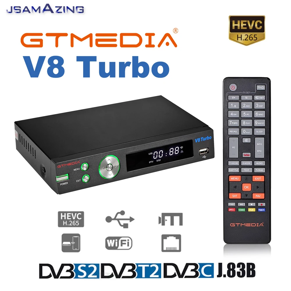 

GTMEDIA V8 Turbo спутниковый ресивер декодер поддержка DVB-S/S2/S2X DVB-T/T2/Cable/J. 83b AVS +,VCM/ACM/multi-stream/T2MI, Multi-PLP