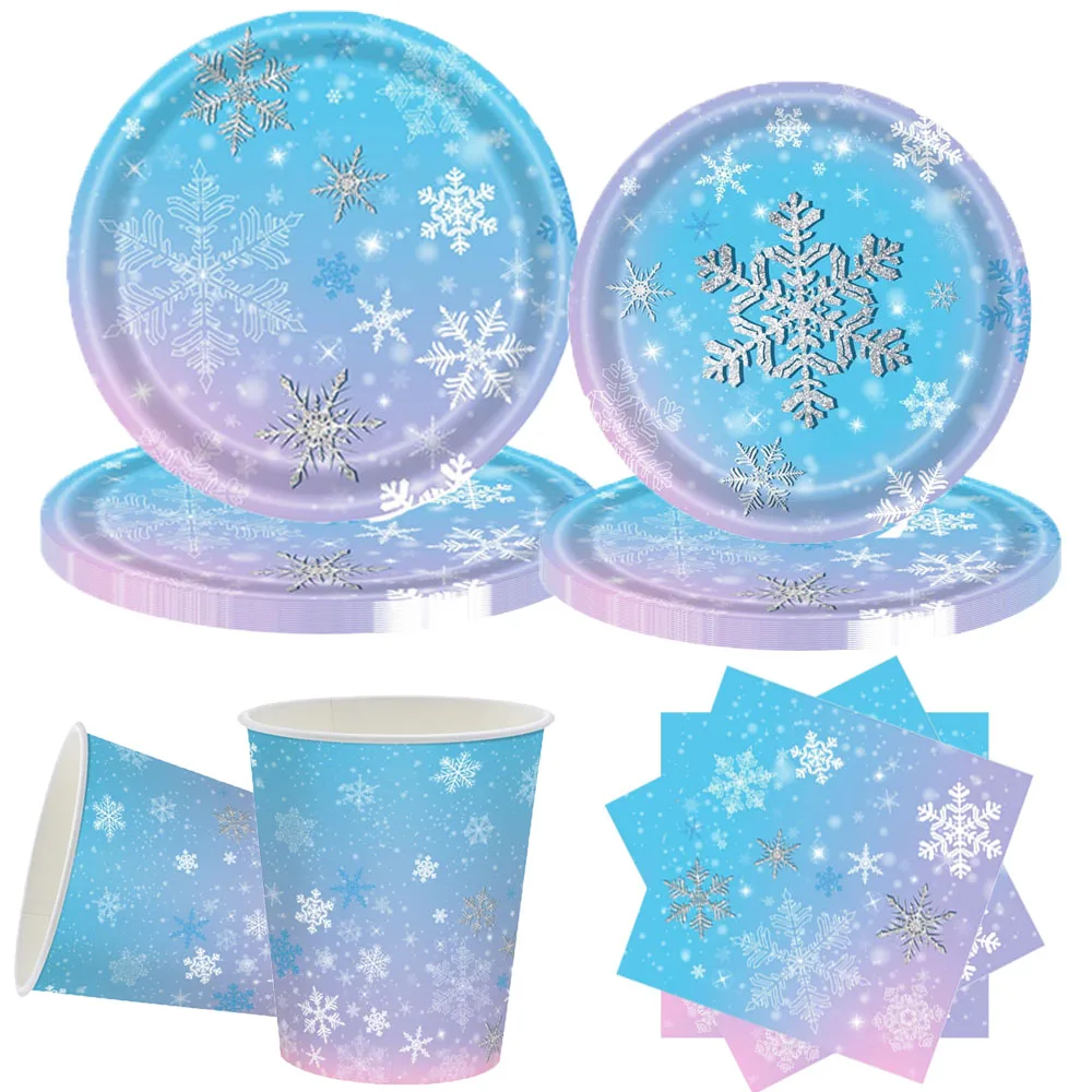 Набор Одноразовой Посуды Для Вечеринок На Тему hollow Heart Со Снежинками —