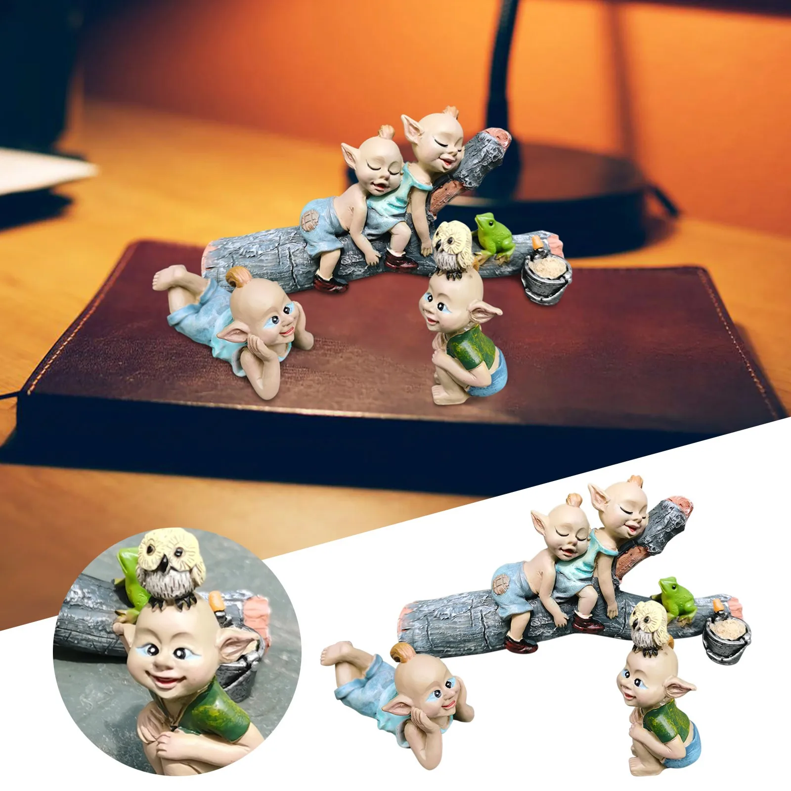 

Creative Garden Elfs Small Trees Resin Craft Ornaments Micro Landscape Planters Modern Home Decor Deer Statues for Outdoor