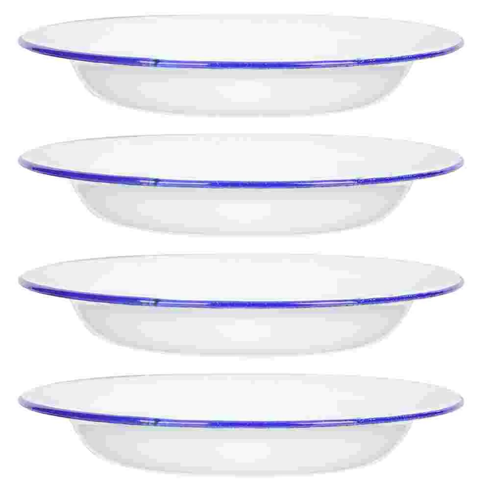 

Enamel Plates Plate Dinner Bowls Dishes Serving Platter Tray Appetizer Salad Bowl Dish Round Food Pasta Fruits Vintage Fruit
