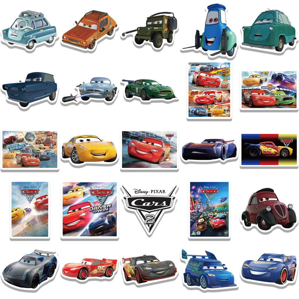 10/30/50pcs Disney Pixar Cars Lightning McQueen Cartoon Stickers Laptop Skateboard Car Phone Waterproof Sticker Decal Kid Toy images - 6