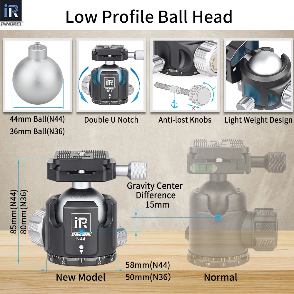 Фото Профессиональный штатив INNOREL CT85C из углеродного волокна для DSLR-камер, сверхпрочная стойка с низким центром тяжести, шаровая головка, с короткой центральной колонкой №3