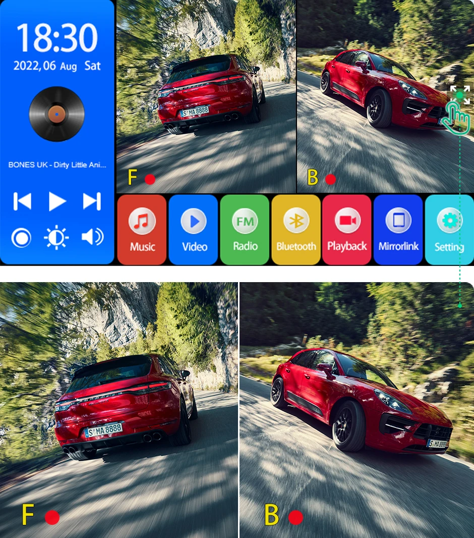 iPoster 10 1 &quotсенсорный экран DVR четырехканальный монитор AHD 1080P Bluetooth USB MP5 + зарядное