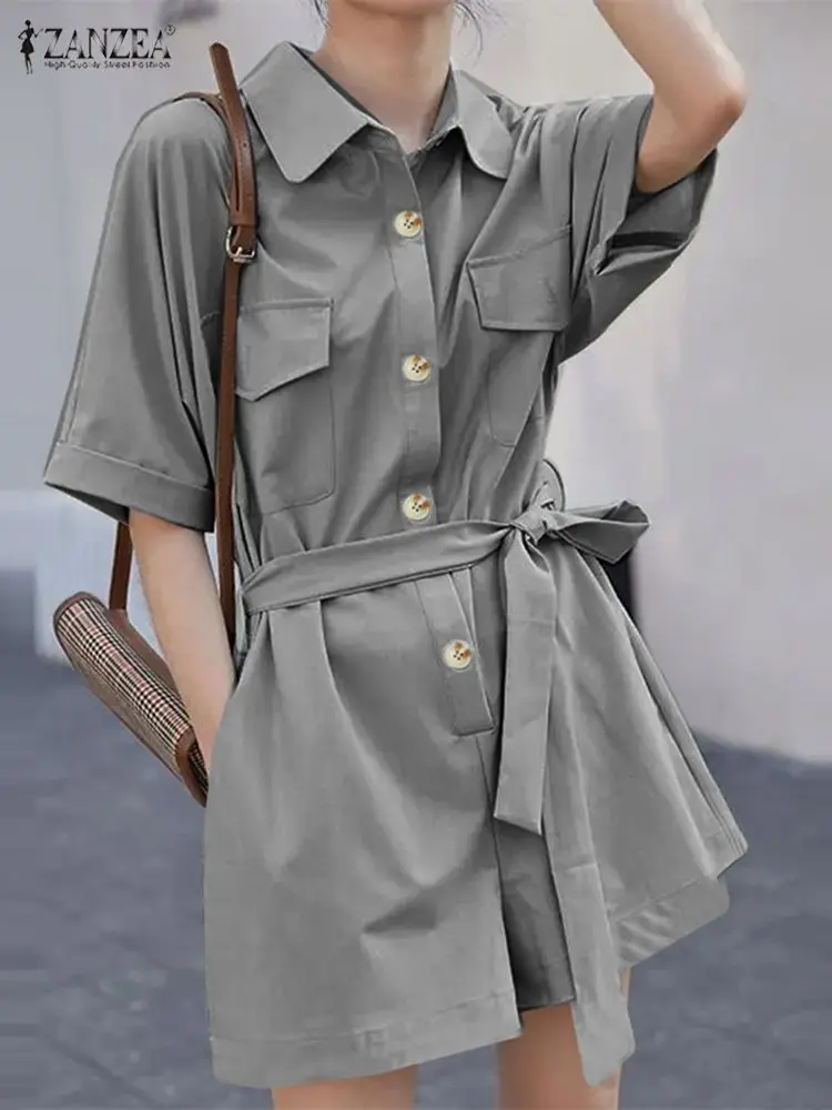 

Женский комбинезон Celmia с полурукавами, праздничная уличная одежда с отворотом, модные короткие комбинезоны в Корейском стиле, повседневные...