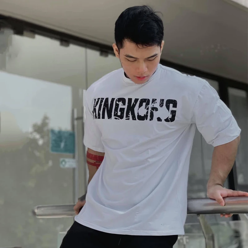 

Jogger-Camiseta de algodón para hombre, camisa de manga corta, Color puro, 2022