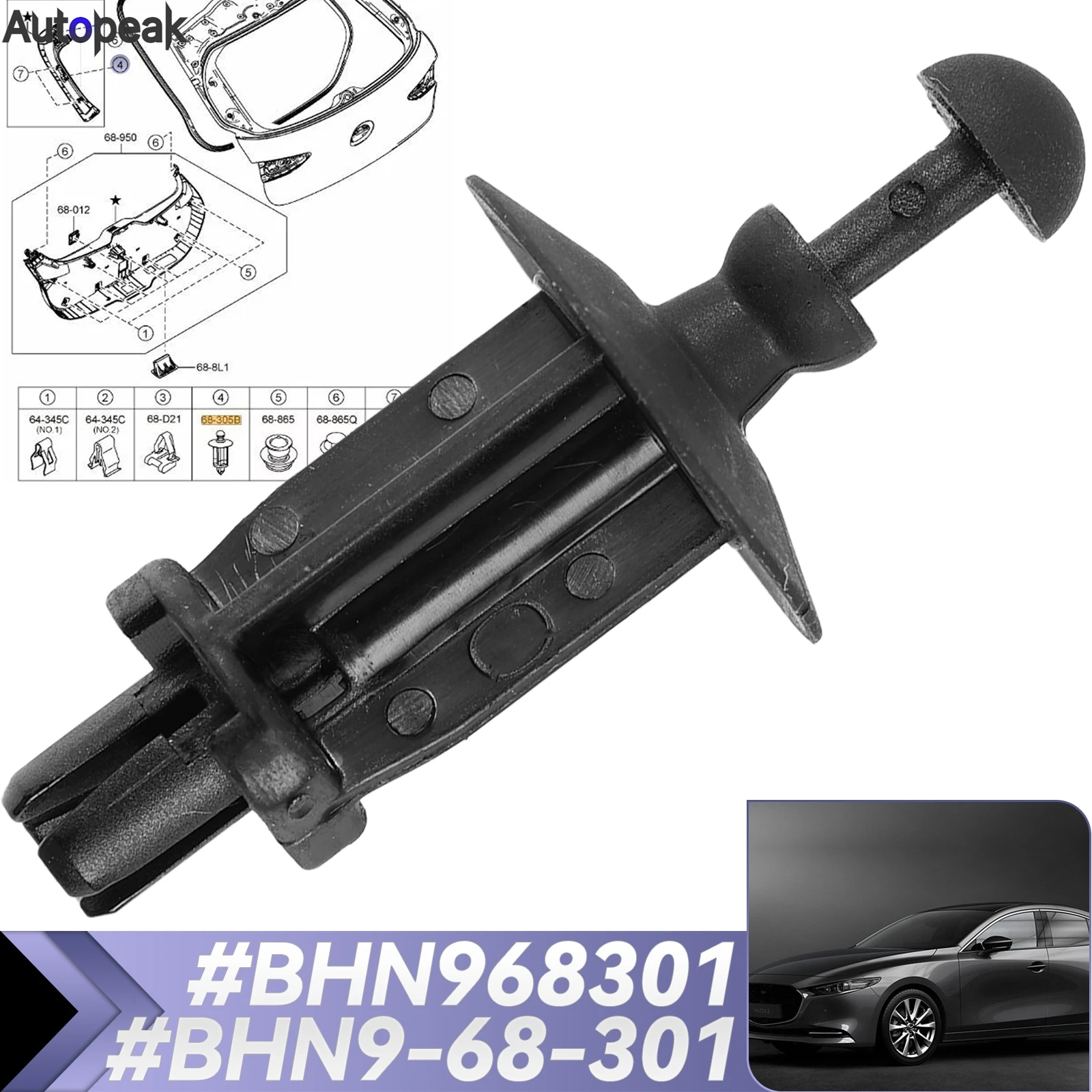

Полка для багажника, отделка ворот, вешалка, ремень, вешалка, зажим BHN9-68-301 BHN 968301 Для Mazda 3 BM BP CX-3 DK CX-30 DM 2014-2021 гг.