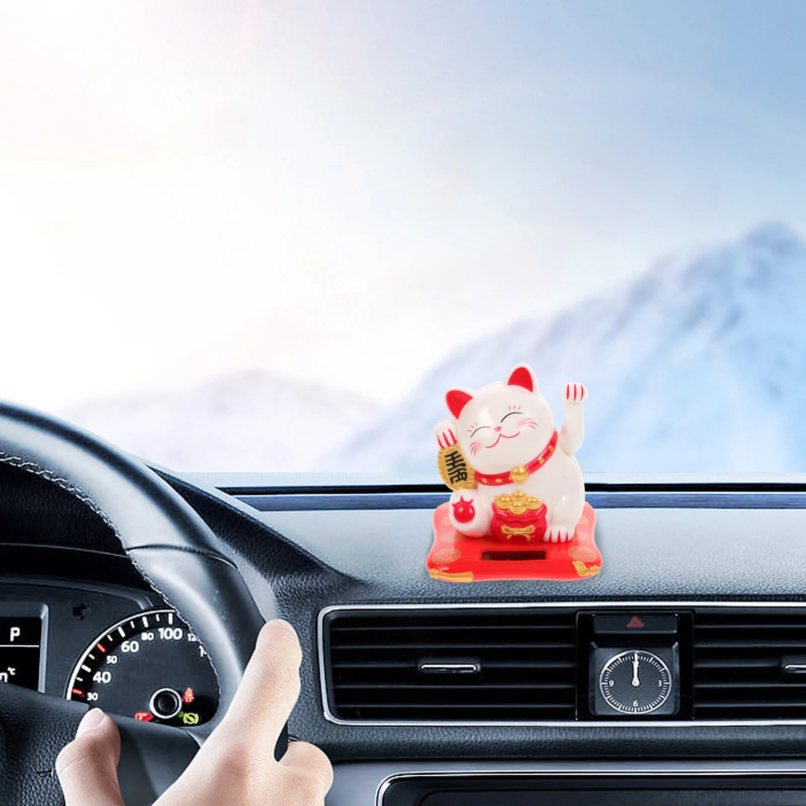 

3 Pcs Accessories Small Cat Statue Fortune Mascot Adornment Desk Top Decor Desktop Decors Chinese Car Ornament Decorate