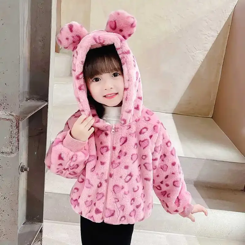 Свободное пальто для девочек осенняя Новинка 2024 Бархатные Топы с капюшоном и