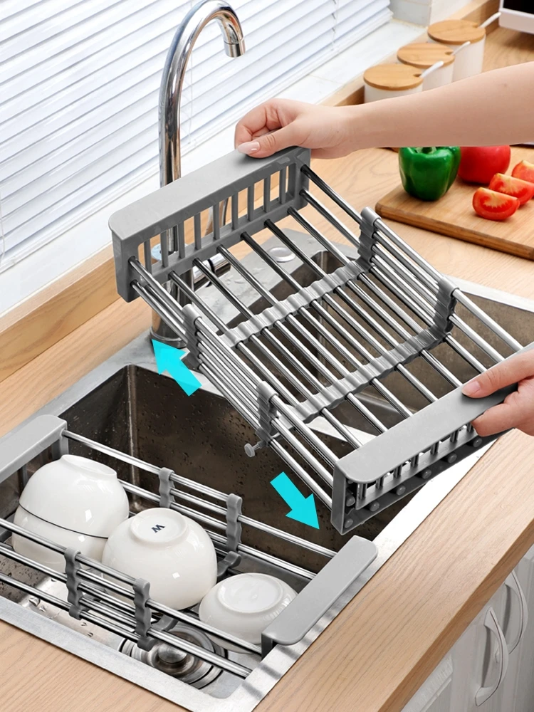 

Expandable Dish Drying Rack Over Sink Dish Drying Rack Draining Dishes And Fruit Drain Rustproof Stainless Steel For Kitchen