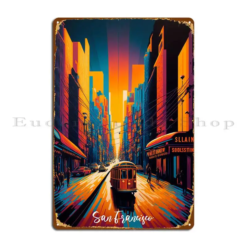 

Artsy Сан-Франциско, 3 металлического плаката, создание клубных табличек, дизайнерская Настенная роспись, жестяной плакат