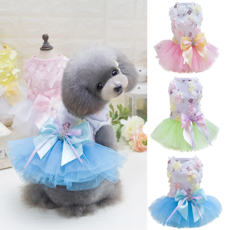 

Платье для собак и кошек, юбка для домашних питомцев, одежда для собаки, кружевная дизайнерская юбка для щенка, сетчатая одежда с принтом, весенняя и летняя одежда