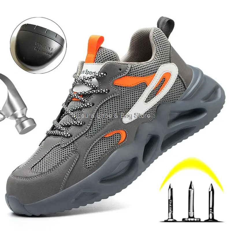 

Lightweight Breathable Work Sneakers For Men Safety Shoes New Design Steel Toe Work Safety Boots Male Anti-smash Working Boots