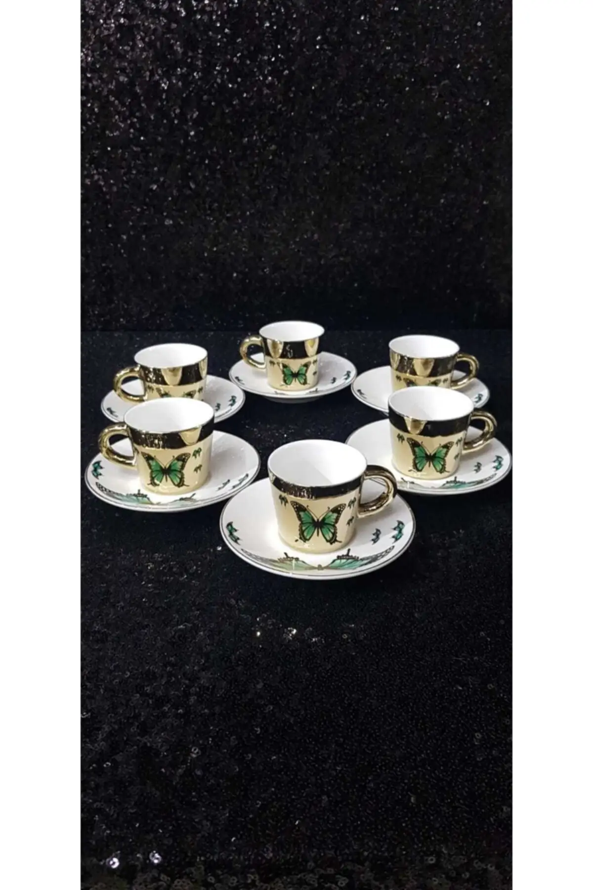 

Amazing Turkish Greek Arabic Coffee & Espresso Cup Set Arow Porcelain Animal Figured 6 Psc. Cup Set