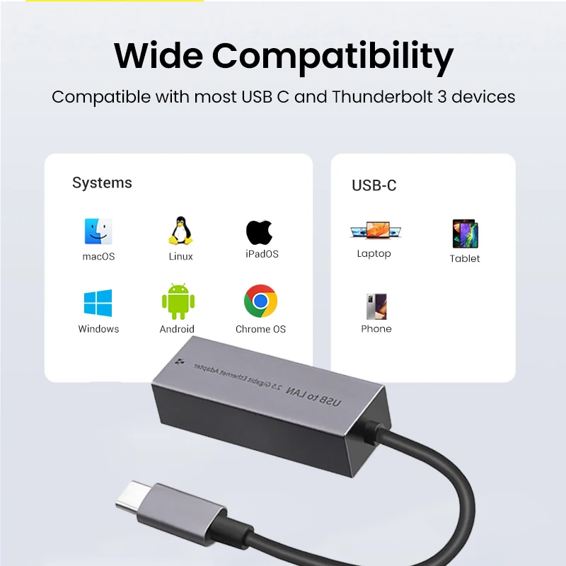 USB Ethernet-адаптер 2500 Мбит/с Сетевая карта 2.5G USB3.0 Thunderbolt 3 Lan Интернет-адаптер для
