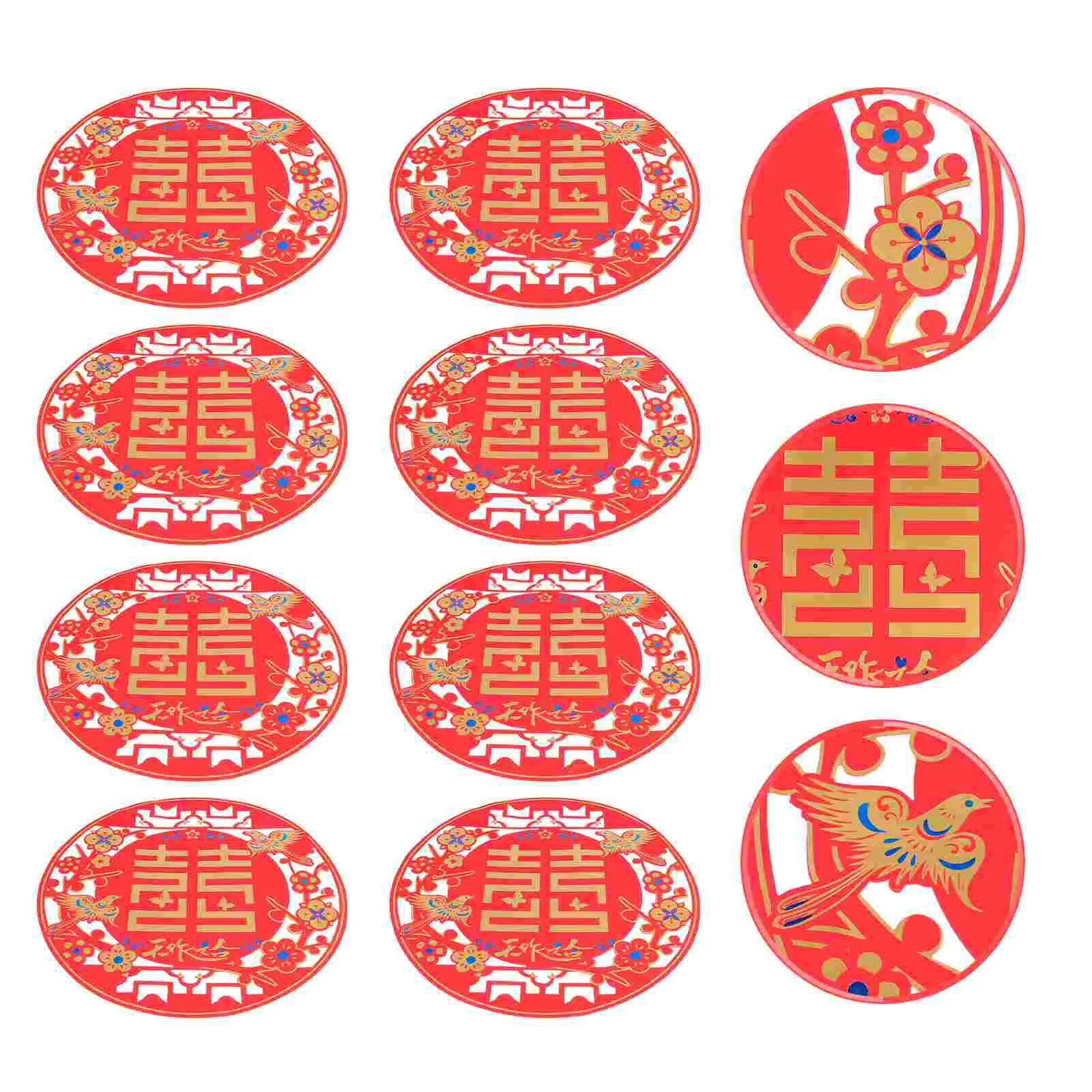 

Chinese Paper Cut Wedding Window Traditional Paste Red Wall Words Decoration Decal Stickers Removable Decor Layout Showcase Bars