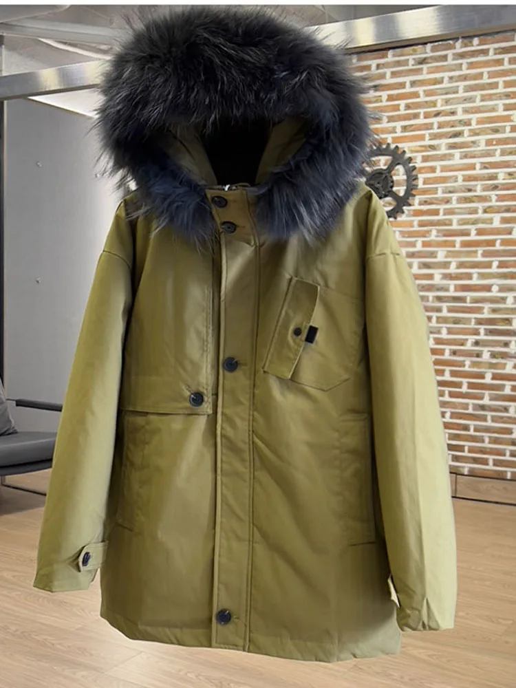 2023 Men's Duck Down Overcoat & Jacket with Large Real Natural Fur Collar Hooded Male Winter Clothing Parkas Windbreaker XXXL